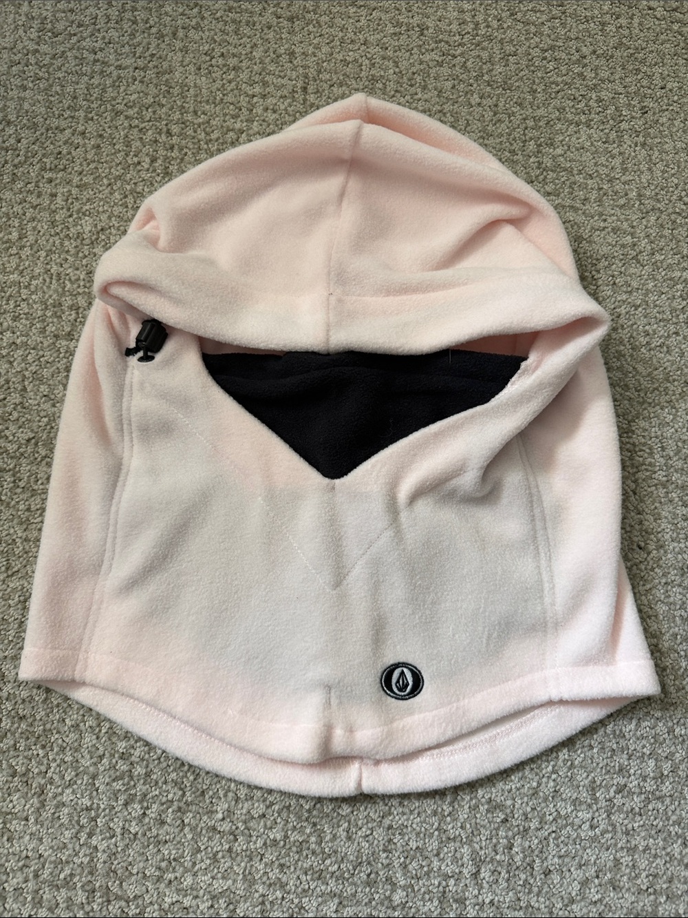 Volcom Light Pink Fleece Hood with Black Lining